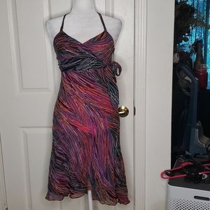 BCBG MaxAzria Multi Colored Salsa Halter Dress 8